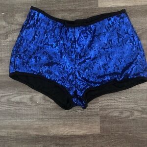 Blue Sequin Shorts